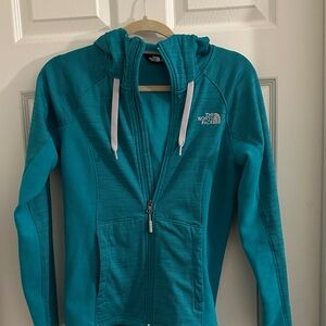 North Face jacket greenish blue color